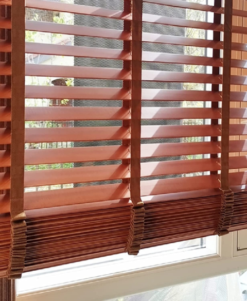 Wooden Blinds with natural wood elegance and high-quality finishing
